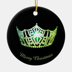 Miss America Green Crown Round Ornament