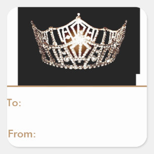 Miss America Lt. Gold Crown Peel & Stick Gift Tags