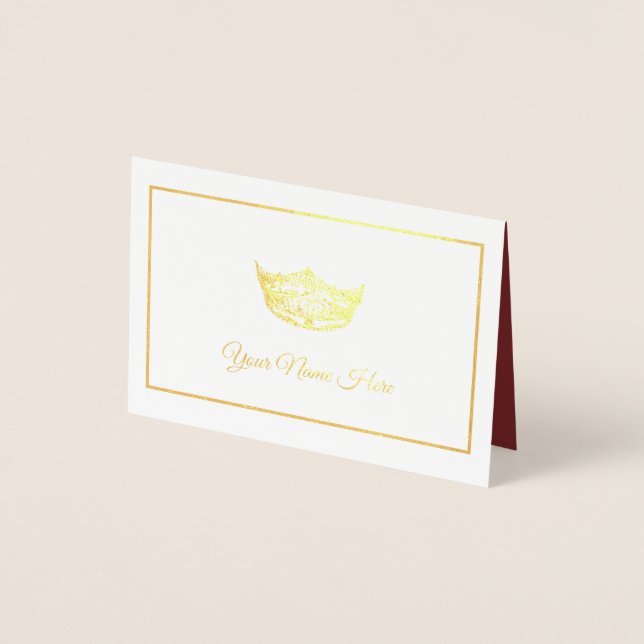 Miss America Name Place Card Gold Foiled Crown (Front)