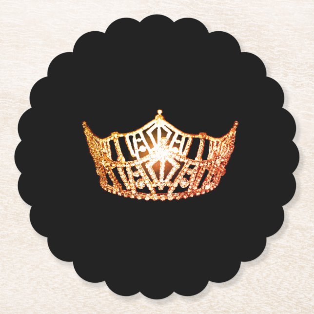 Miss America  Orange Crown Sclpd Paper Coasters (Front)