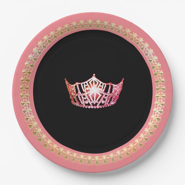 Miss America Pink-Coral 9" Paper Plates (Front)