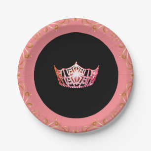 Miss America Pink-Coral  Crown 7" Paper Plates