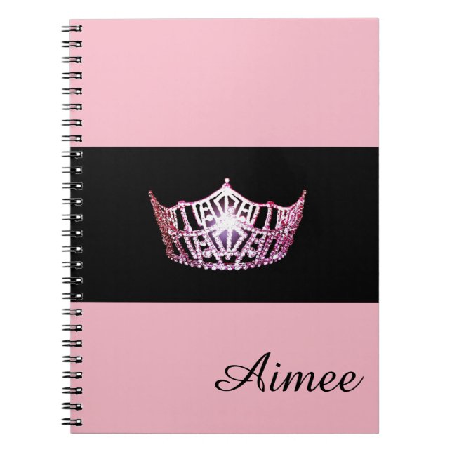 Miss America Pink Crown Notebook- Custom Name Notebook (Front)
