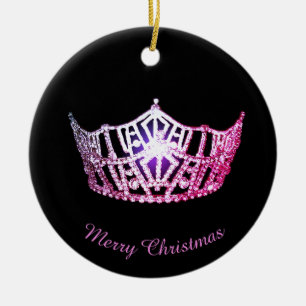Miss America Pink Crown Round Ornament