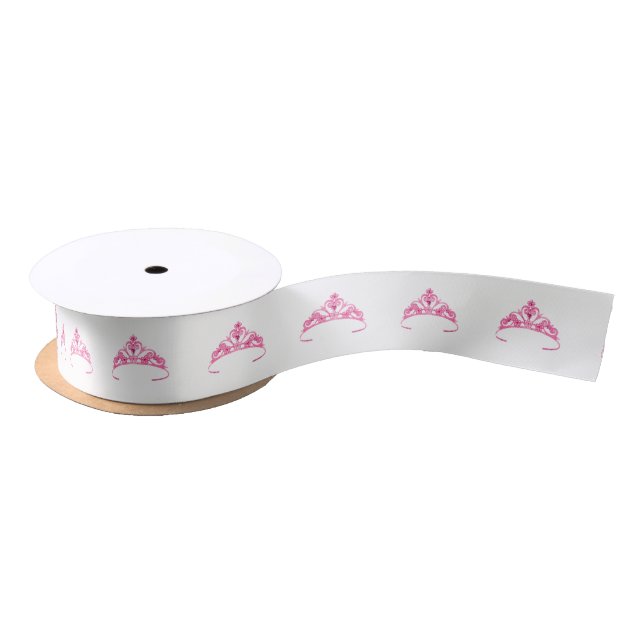 Miss America Pink Tiara Satin Ribbon-Pastel Satin Ribbon (Spool)