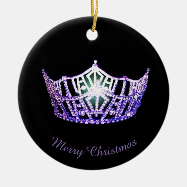 Miss America Purple Crown Round Ornament (Front)