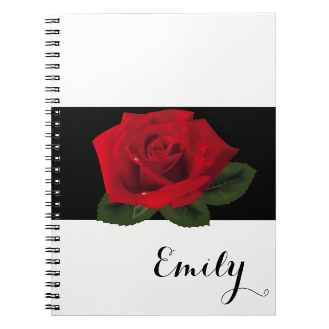 Miss America Red Rose Notebook- Custom Name Notebook (Front)
