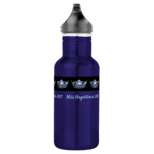 Miss America Silver-Blu Crown Pexagon Water Bottle