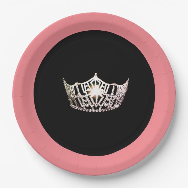Miss America Silver Crown  9" Paper Plates (Front)