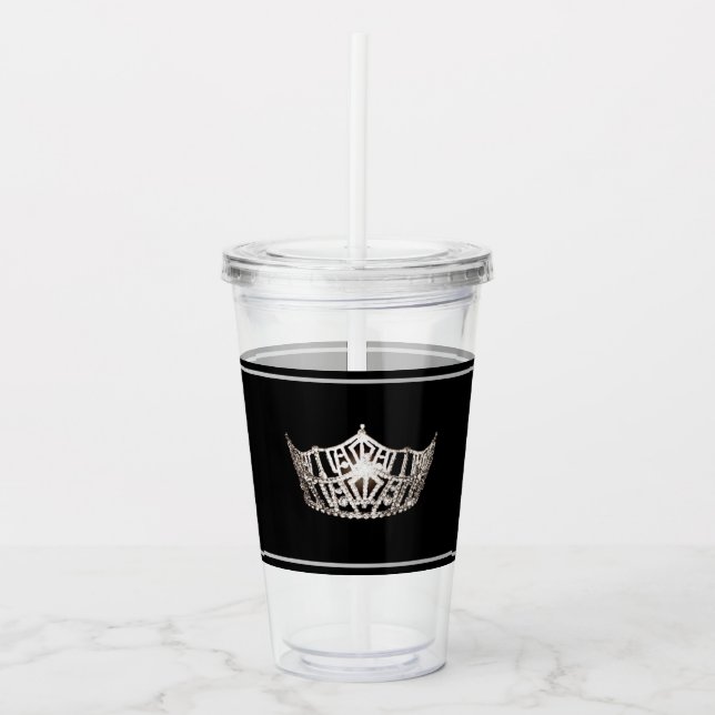 Miss America Silver Crown Acrylic Tumbler (Front)
