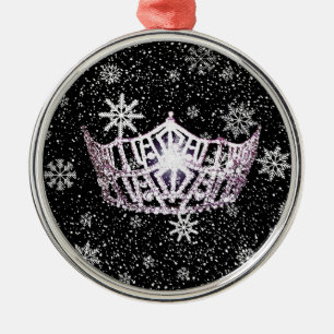 Miss America Silver Crown Christmas Ornament