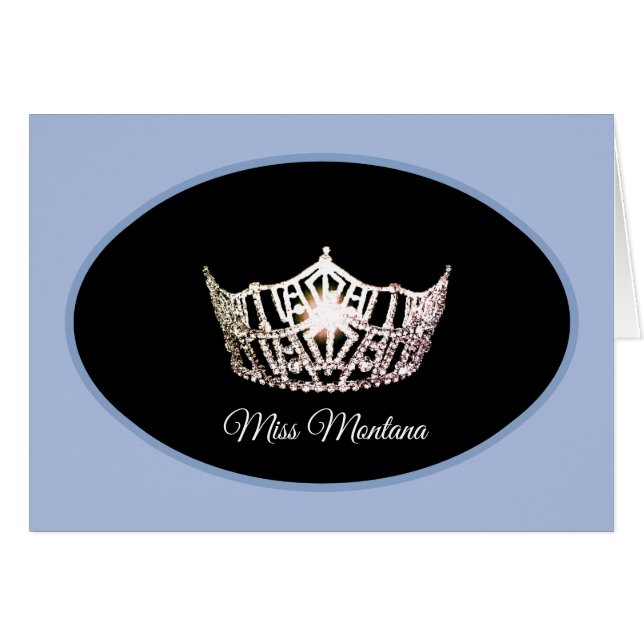Miss America Silver Crown Note Card- Blue (Front Horizontal)