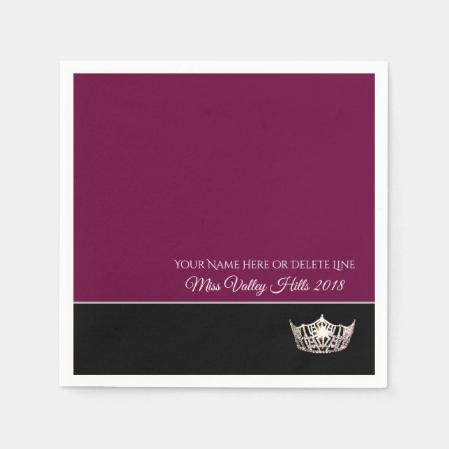 Miss America Silver Crown Paper Napkins (Front)