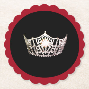 Miss America Silver Crown Sclpd Paper Coasters