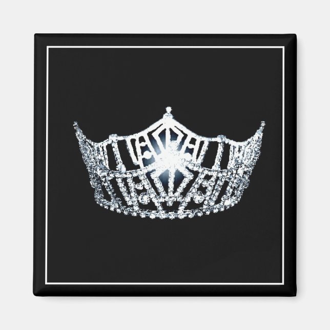Miss America Silver Crown Square Magnet (Front)