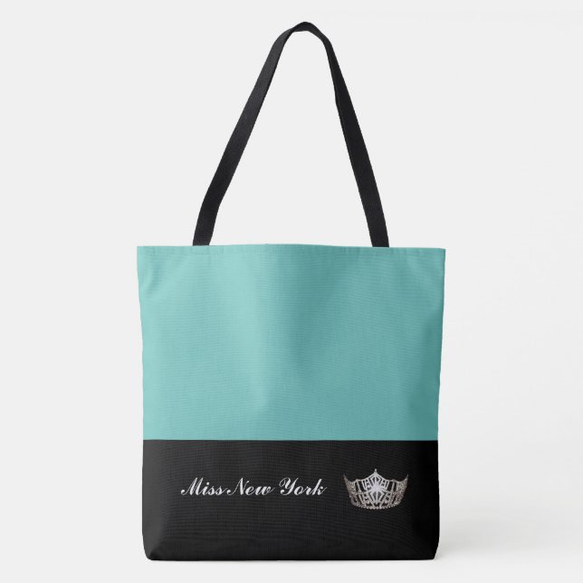 Miss America Silver Crown Tote Bag-Large Aqua (Front)
