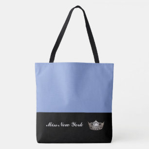 Miss America Silver Crown Tote Bag-Large Blue