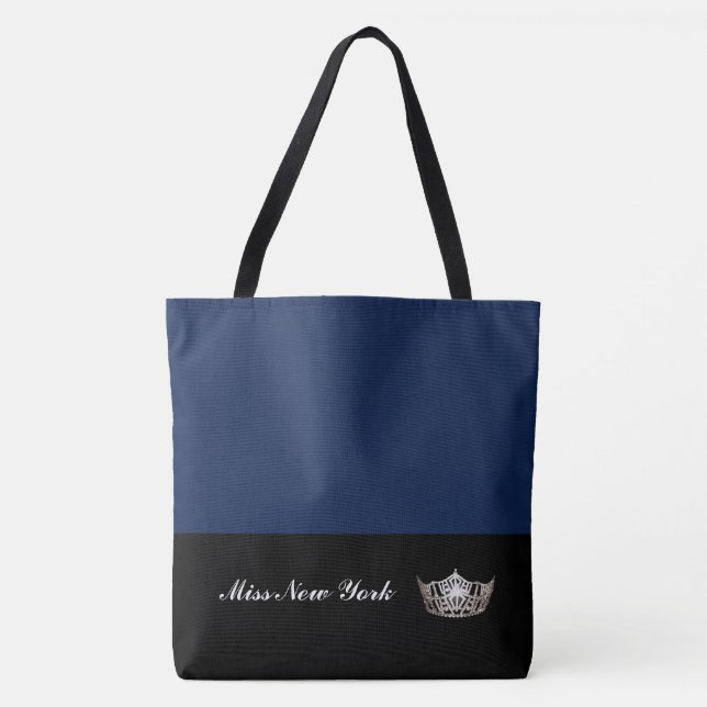 Miss America Silver Crown Tote Bag-Large Navy (Front)