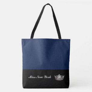 Miss America Silver Crown Tote Bag-Large Navy Bag