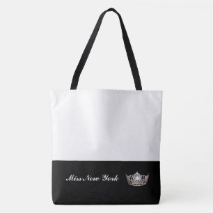 Miss America Silver Crown Tote Bag-Large White Bag