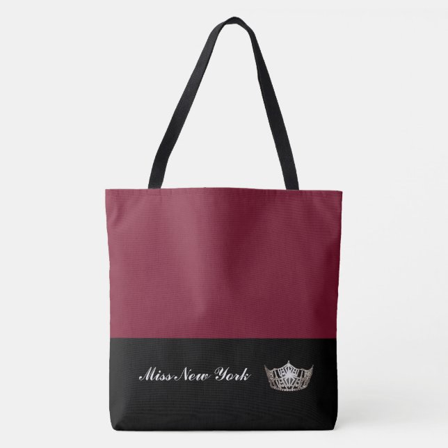 Miss America Silver Crown Tote Bag-Large Wine (Front)
