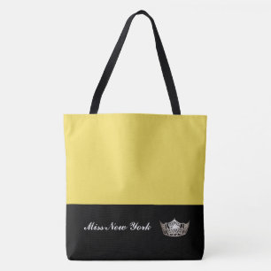 Miss America Silver Crown Tote Bag-Large Yellow