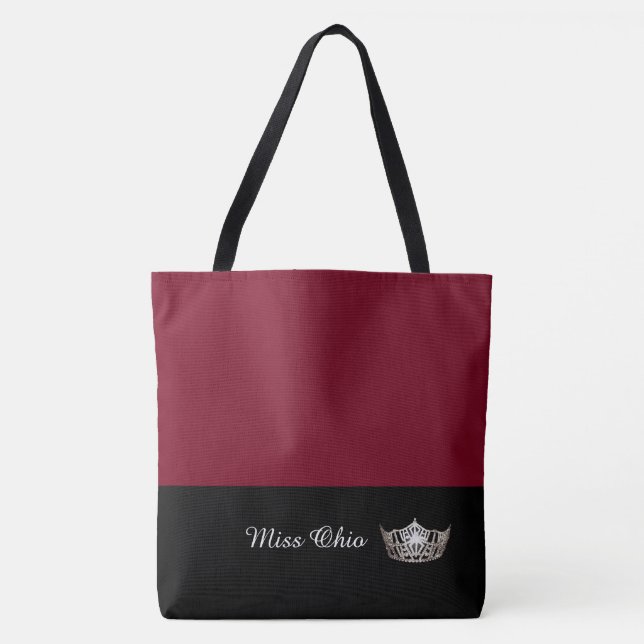 Miss America Silver Crown Tote Bag LRGE Crimson (Front)