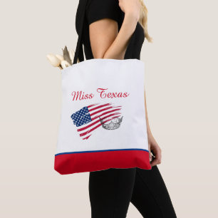 Miss America Silver Crown Tote Bag-Medium US Flag Bag