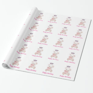 Miss America style Bear Crown Wrapping Paper