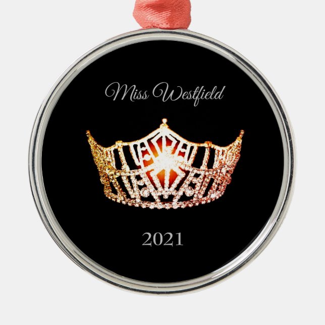 Miss America style Crown Christmas Ornament (Front)