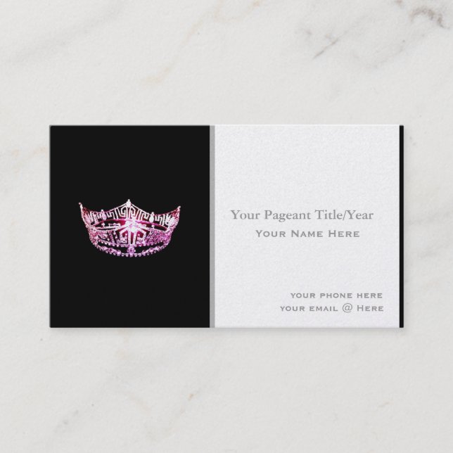 Miss America style Crown Custom Business Cards (Front)