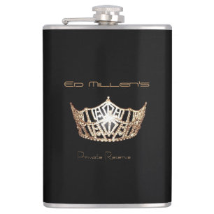 Miss America style Crown Flask Custom Name