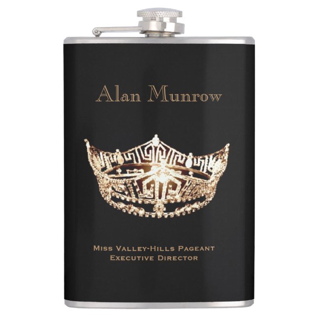 Miss America style Crown Flask Custom Name (Front)