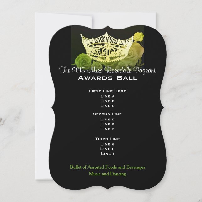 Miss America style Crown & Roses Awards Ball (Front)