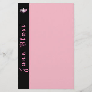Miss America style Crown Stationery Pink/Black
