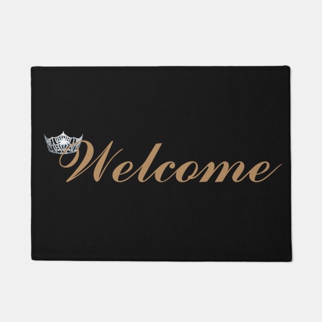 Miss America style Crown Welcome Custom Door Mat (Front)