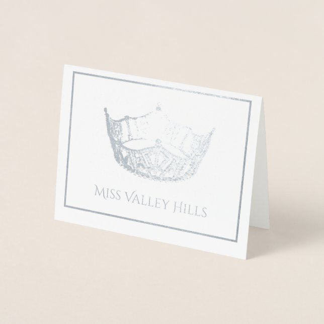 Miss America Style Foil Crown Note Card (Front)