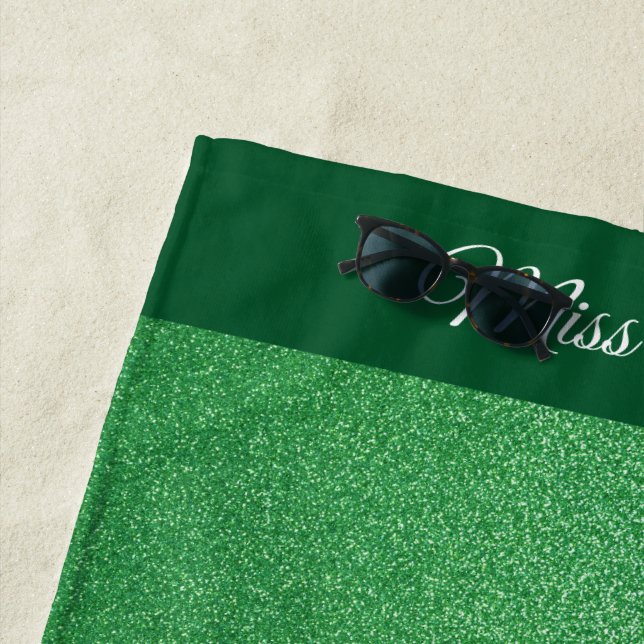 Miss America style Glitter Pageant Beach Towel (In Situ)