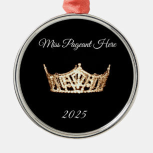 Miss America style Gold Crown Christmas Ornament