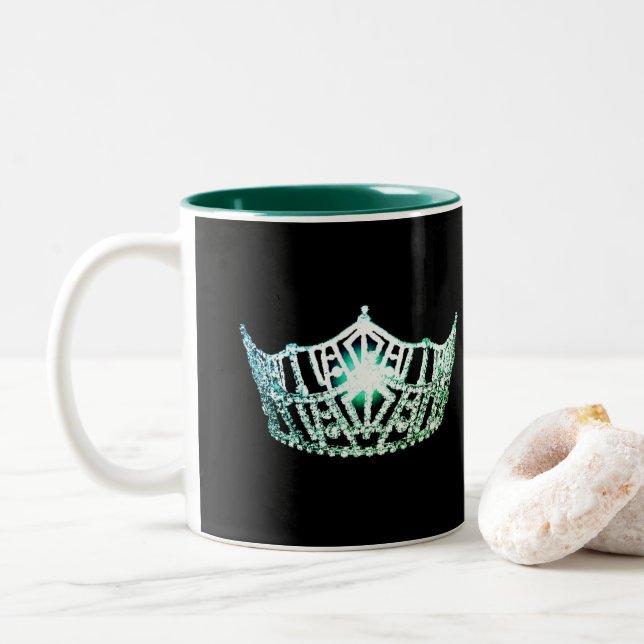 Miss America style Green Crown  Mug (With Donut)