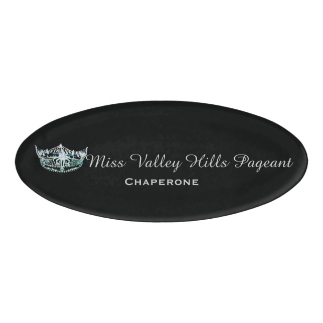 Miss America Style Oval Custom Name Tag (Front)