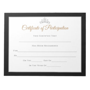 Miss America style Pageant Certificates-Particptn Notepad