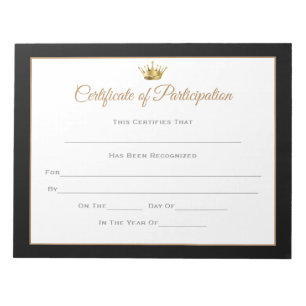 Miss America style Pageant Certificates-Particptn Notepad