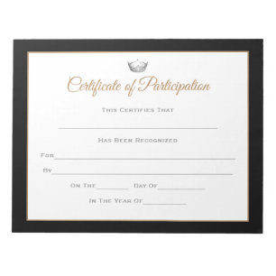Miss America style Pageant Certificates-Particptn Notepad