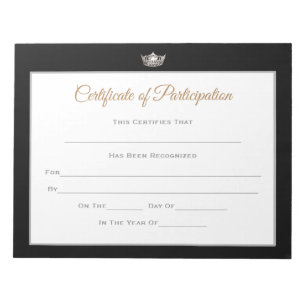Miss America style Pageant Certificates-Particptn Notepad