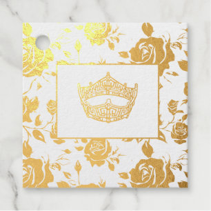 Miss America style Pageant Crown Gold Favour Tags