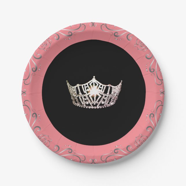 Miss America style Pink-Coral 7" Paper Plates (Front)