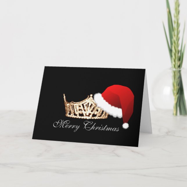 Miss America style Santa Hat Crown Christmas Card (Front)
