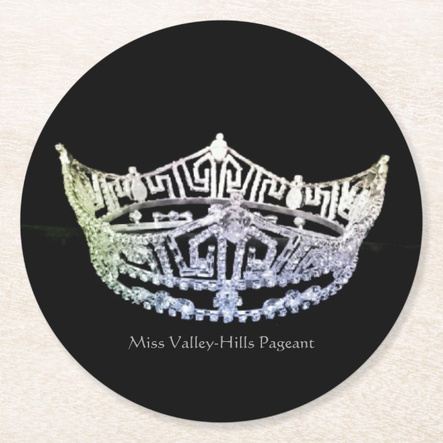 Miss America style Silver Crown Paper Coasters (Front)