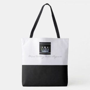 Miss America USA style Black Bottom Crown Tote Bag